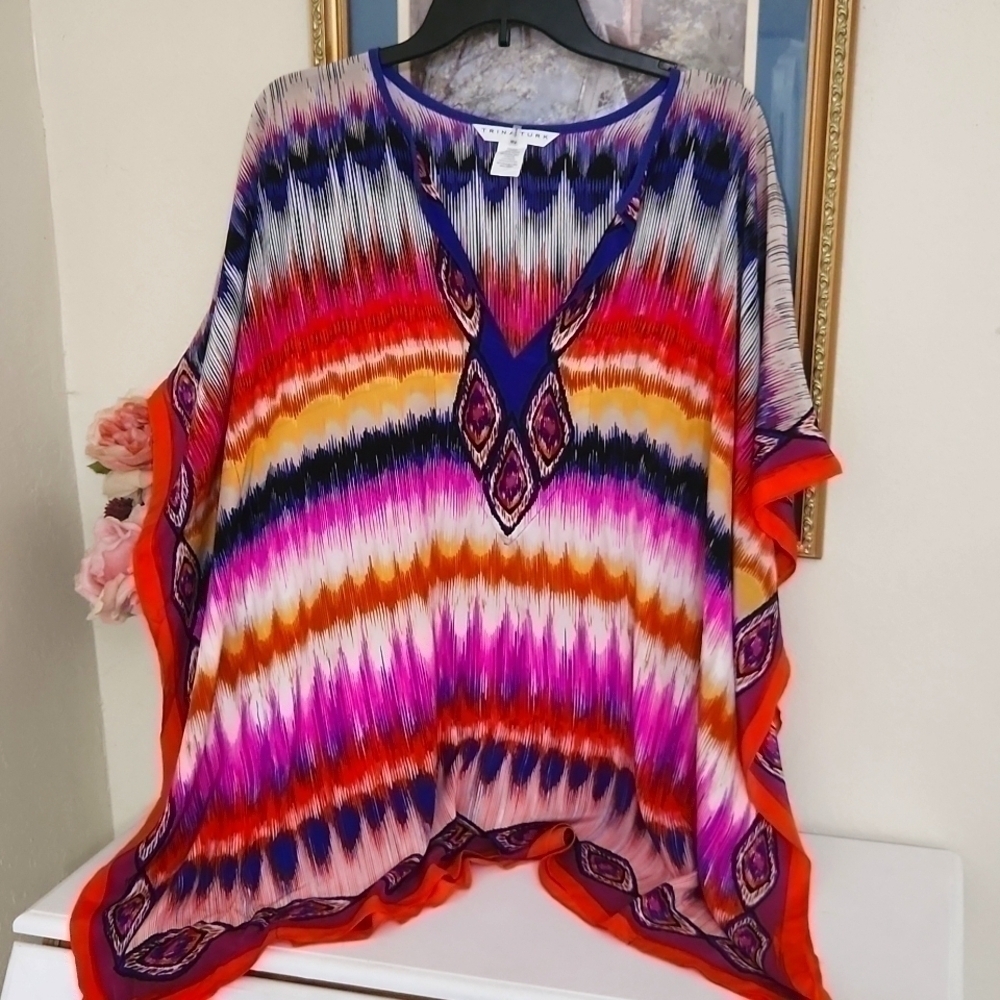 Trina Turk Theodore Dress 100%Silk Size XS Small Elegant Glam Coastal Bohemian